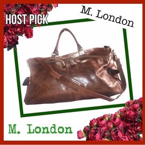 HP! 🌺 M. LONDON Cognac Italian Leather Duffle